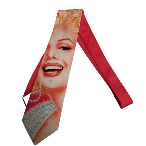 Vintage Ralph Marlin Pink Pin-Up Style Tie‎ Retro Blonde Marylin Monroe - Picture 9 of 12